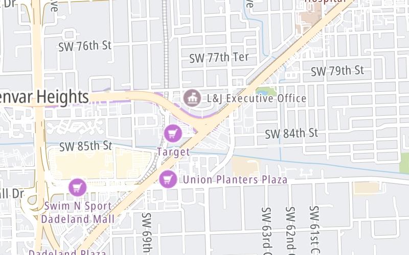 Static map of Snapper Creek Expressway at US 1/South Dixie Highway