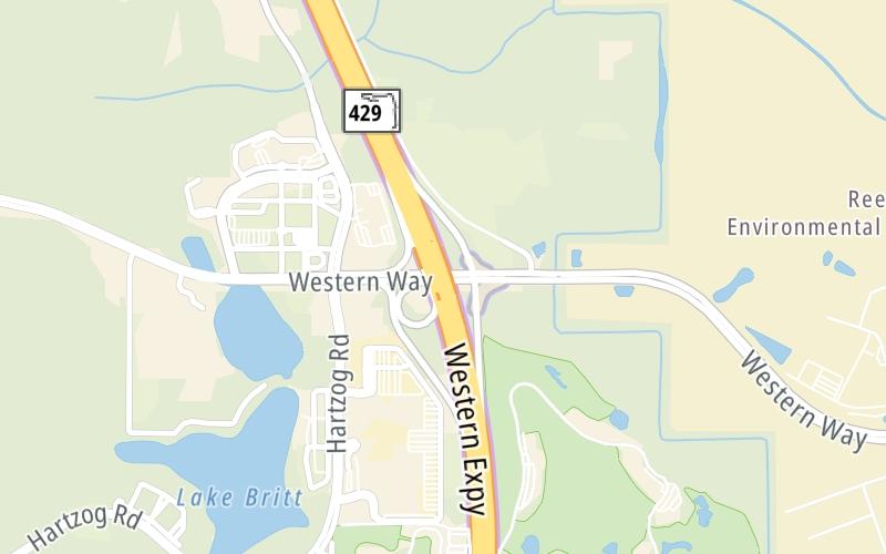 Static map of Western Beltway at Western Way / Disney World