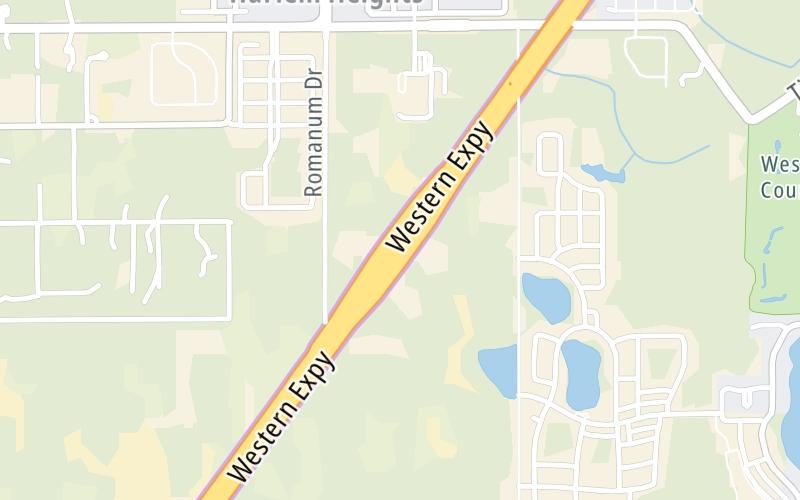 Static map of Western Beltway at Independence Mainline Toll Plaza