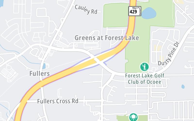 Static map of Western Beltway at West Road / Clarcona Ocoee Road