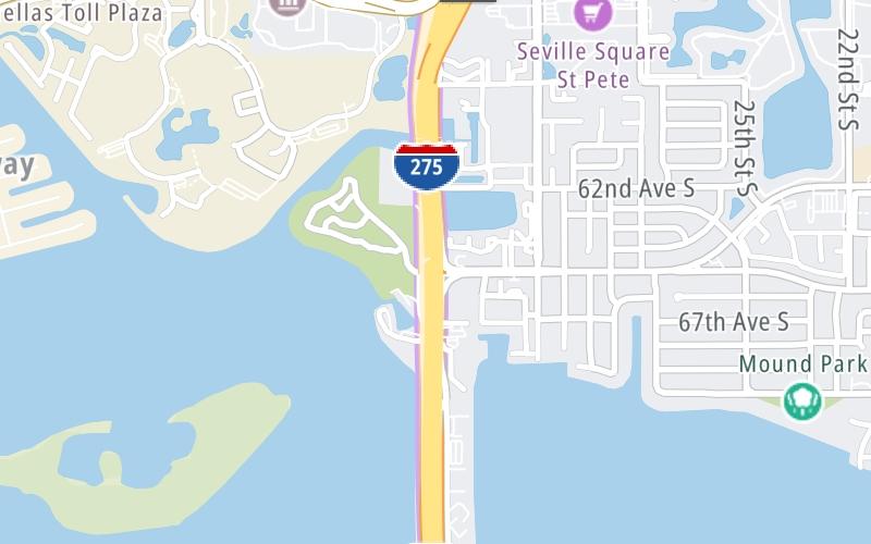 Static map of Sunshine Skyway at Pinellas Point Drive