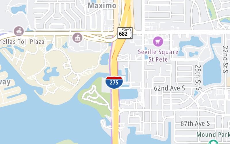 Static map of Sunshine Skyway at Pinellas Bayway / I–275