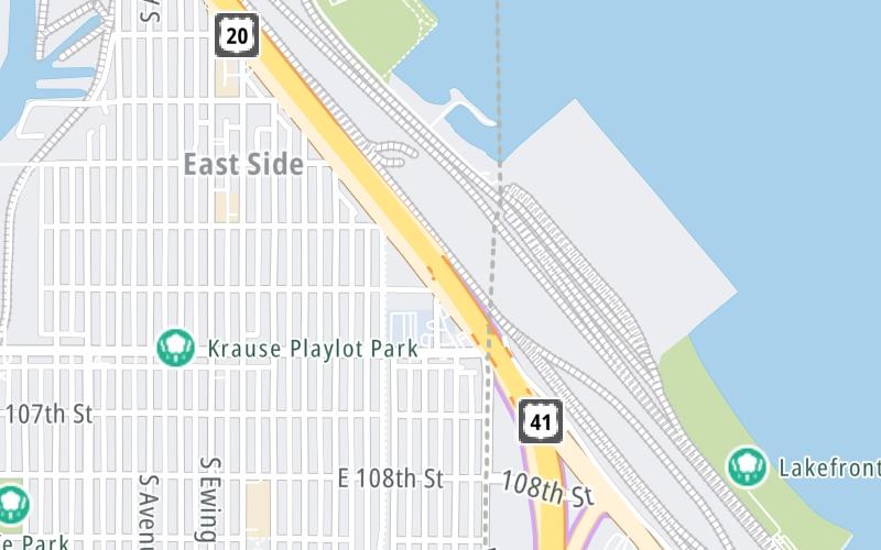 Static map of Chicago Skyway at Indianapolis Boulevard