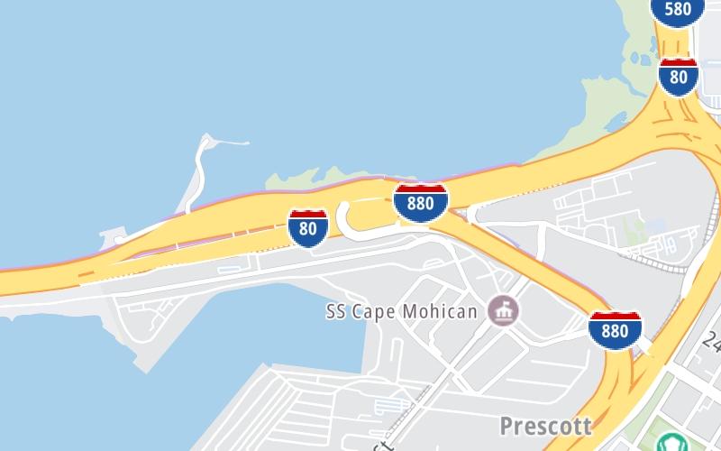 Static map of San Francisco Oakland Bay Bridge at West Grand Ave / I–880