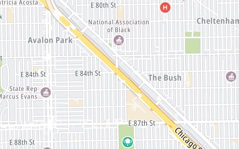 Static map of Chicago Skyway at South Jeffrey Boulevard