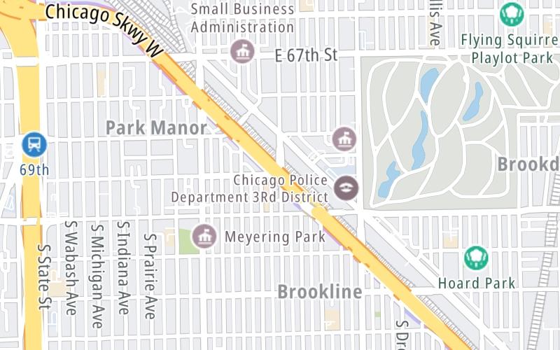 Static map of Chicago Skyway at St. Lawrence Avenue