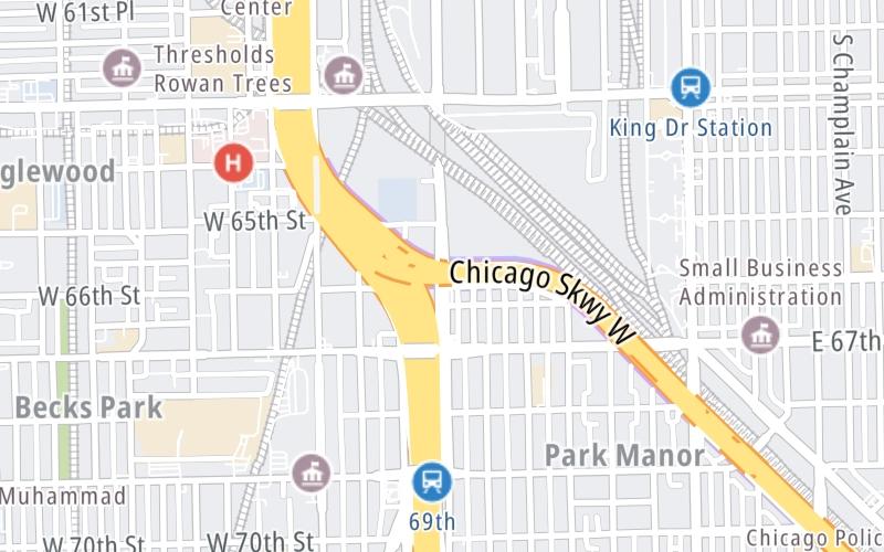 Static map of Chicago Skyway at South State Street