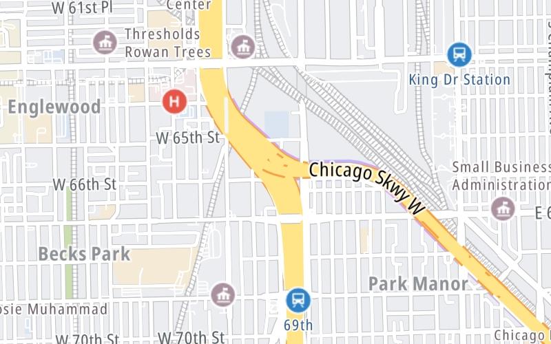 Static map of Chicago Skyway at Dan Ryan Expy