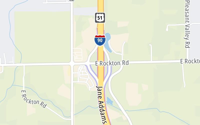 Static map of Jane Addams Memorial Tollway at East Rockton Road