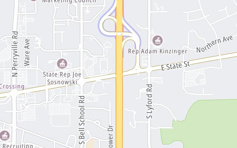 Static map of Jane Addams Memorial Tollway at Bus U.S. 20