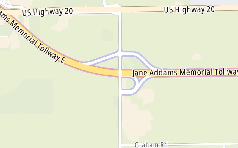 Static map of Jane Addams Memorial Tollway at Irene Road