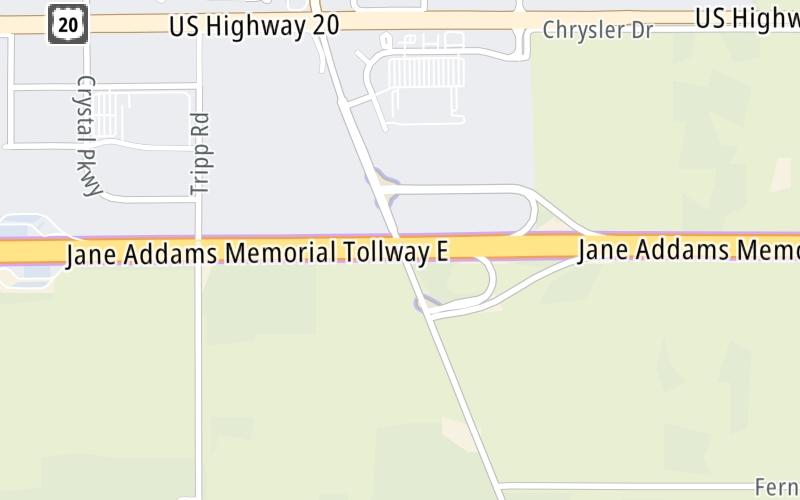 Static map of Jane Addams Memorial Tollway at Belvidere-Genoa Road