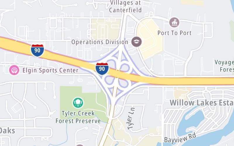 Static map of Jane Addams Memorial Tollway at Illinois 31