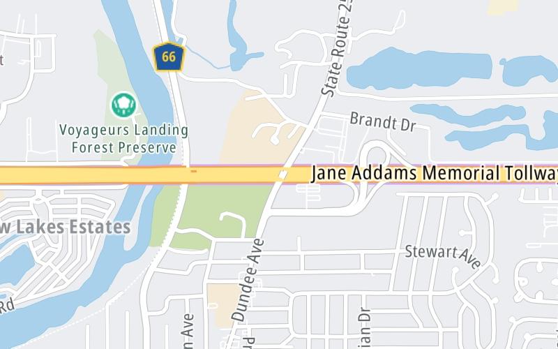 Static map of Jane Addams Memorial Tollway at Illinois 25