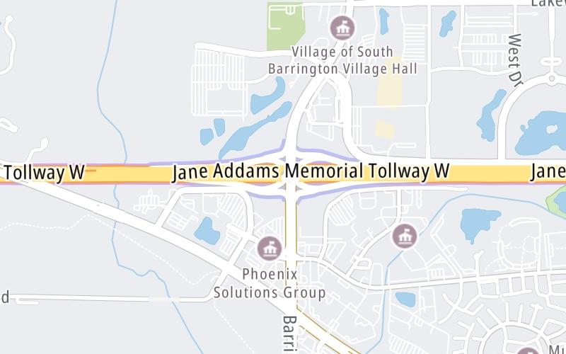 Static map of Jane Addams Memorial Tollway at South Barrington Road