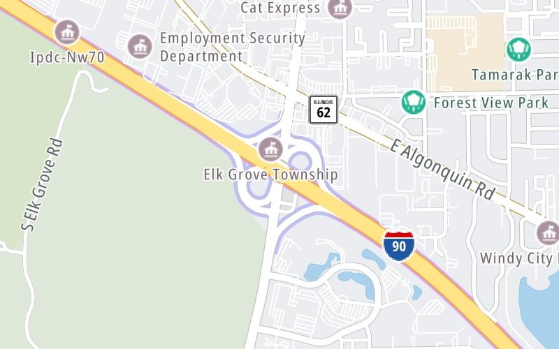 Static map of Jane Addams Memorial Tollway at Arlington Heights Road