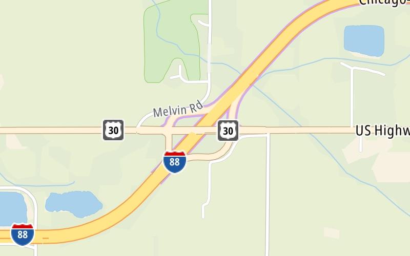 Static map of Ronald Reagan Memorial Tollway at US 30