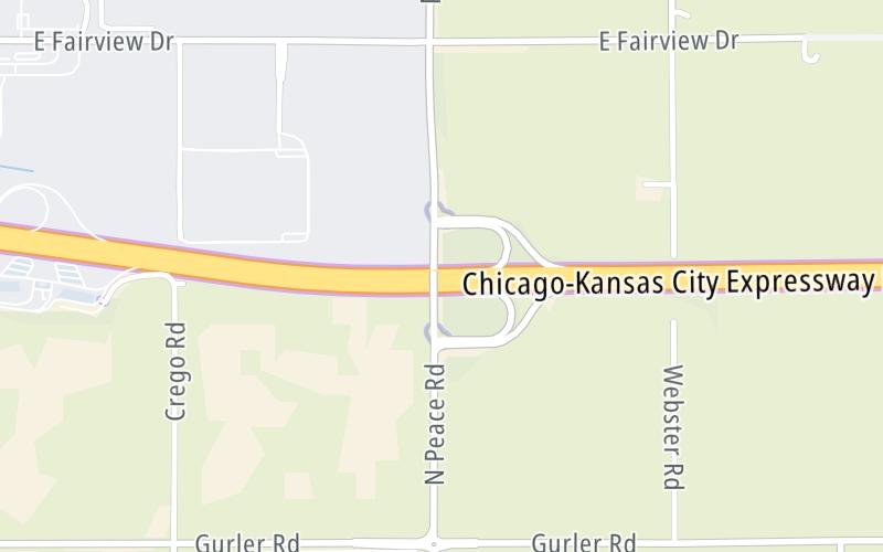 Static map of Ronald Reagan Memorial Tollway at Peace Road