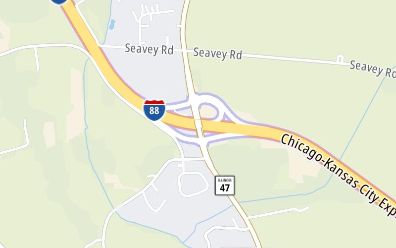 Static map of Ronald Reagan Memorial Tollway at IL 47