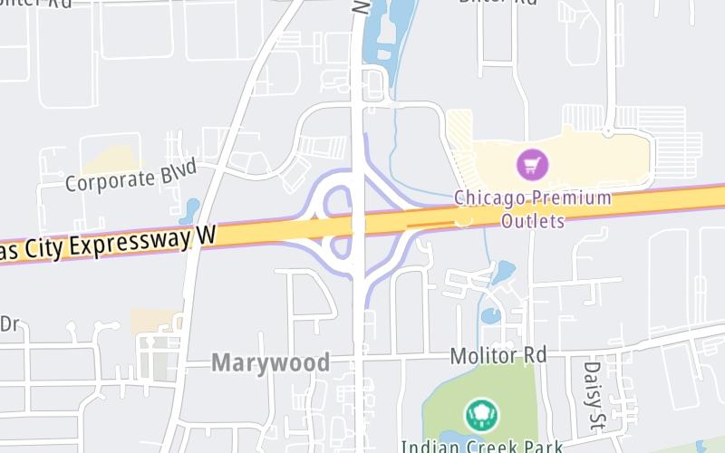 Static map of Ronald Reagan Memorial Tollway at Farnsworth Avenue