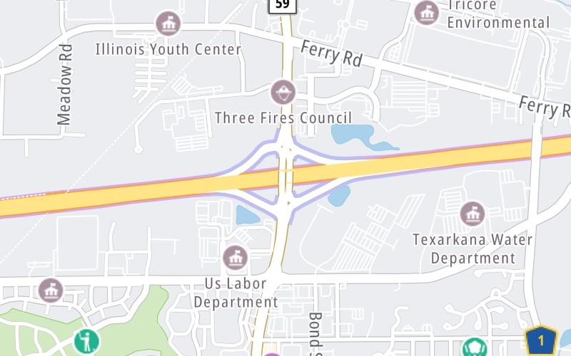 Static map of Ronald Reagan Memorial Tollway at IL 59