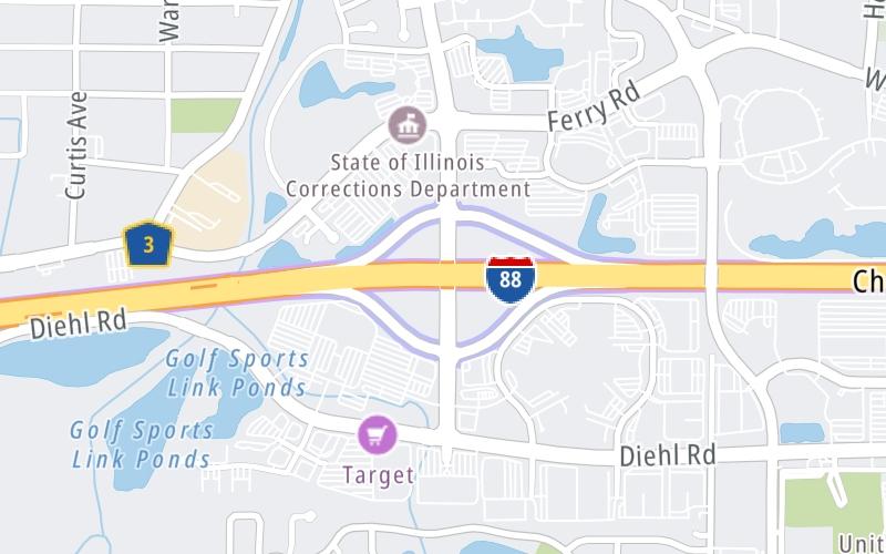 Static map of Ronald Reagan Memorial Tollway at Winfield Road