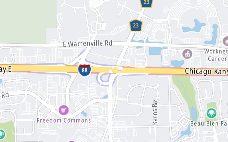 Static map of Ronald Reagan Memorial Tollway at Naperfield Road