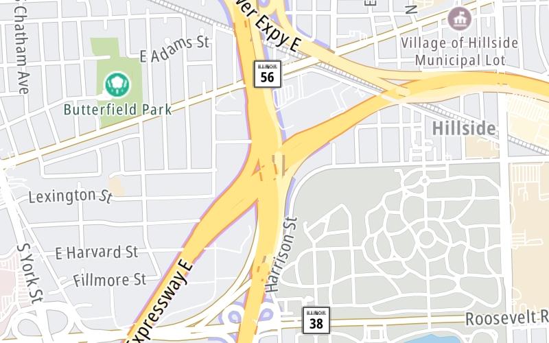 Static map of Ronald Reagan Memorial Tollway at Tri State Tollway