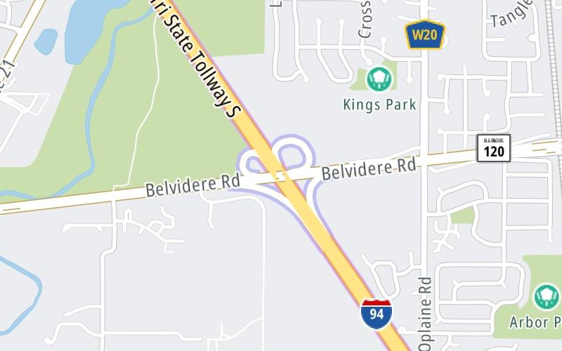 Static map of Tri State Tollway at Belvidere Road/IL 120