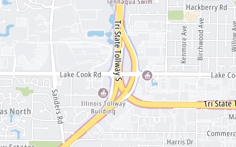 Static map of Tri State Tollway at Lake Cook Road