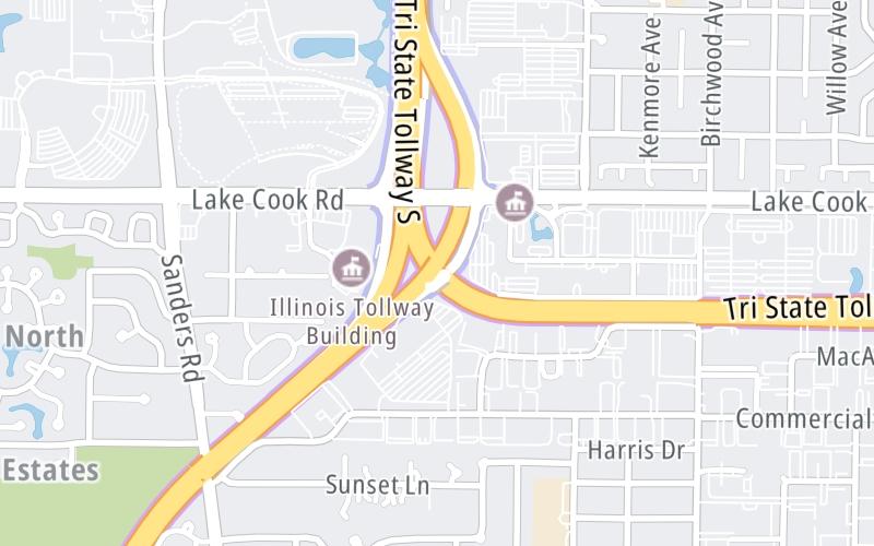 Static map of Tri State Tollway at Edens Spur/I–94