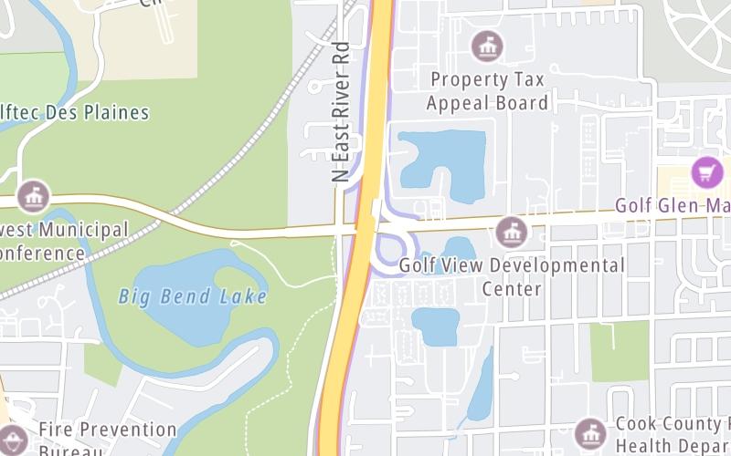 Static map of Tri State Tollway at West Golf Road/IL 58