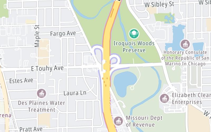 Static map of Tri State Tollway at East Touhy Avenue