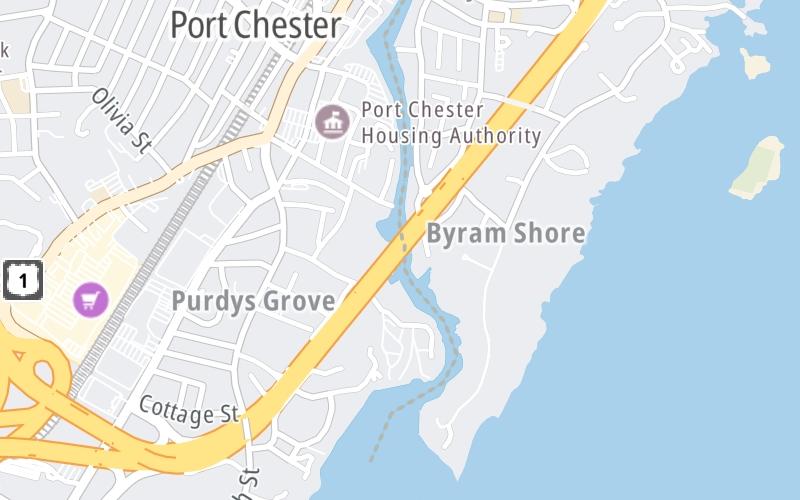 Static map of Connecticut Turnpike at New England Thruway