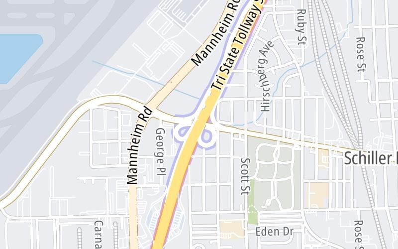 Static map of Tri State Tollway at Irving Park Road/IL 19