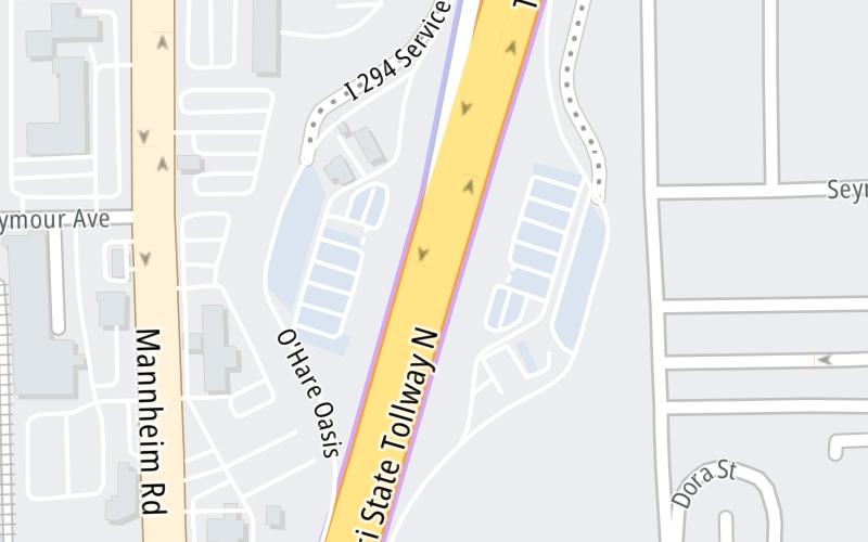 Static map of Tri State Tollway at O'Hare Oasis