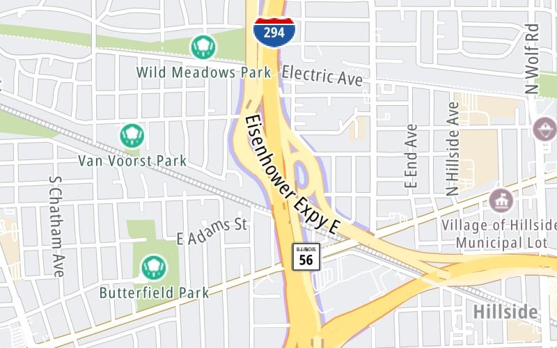 Static map of Tri State Tollway at I–290