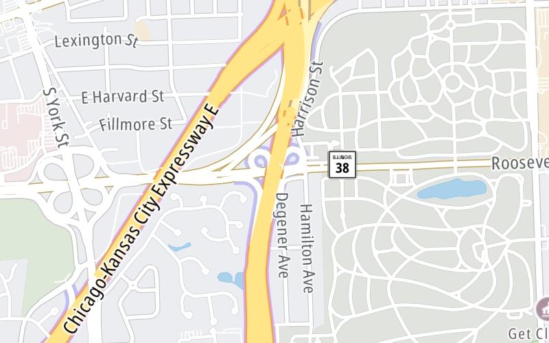 Static map of Tri State Tollway at Roosevelt Road/IL 38