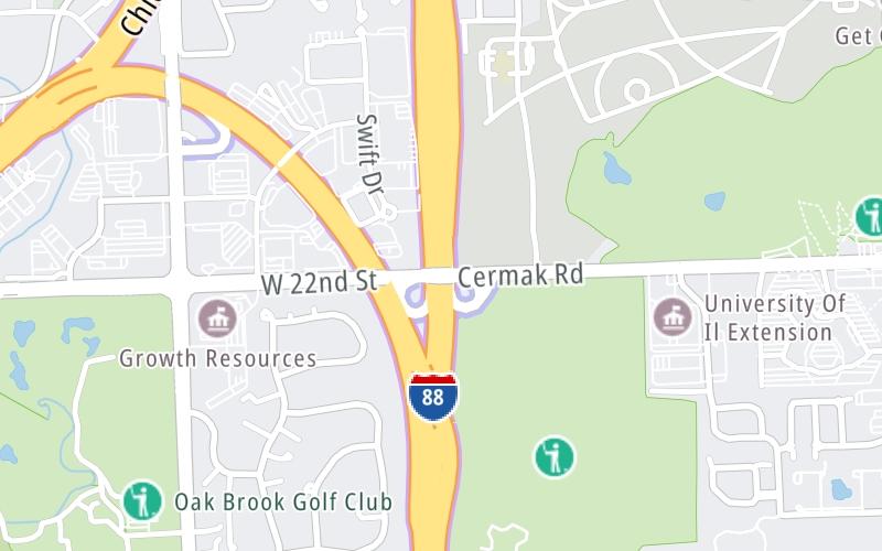 Static map of Tri State Tollway at West Cermak Road