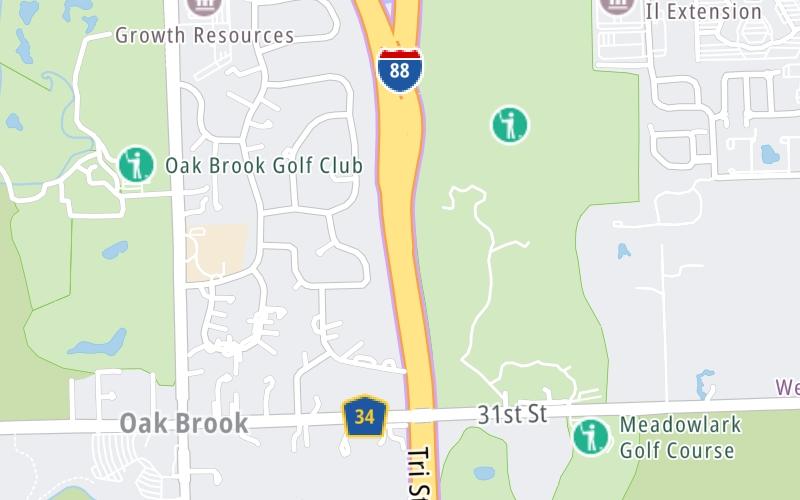 Static map of Tri State Tollway at I–88/Reagan Memorial Tollway