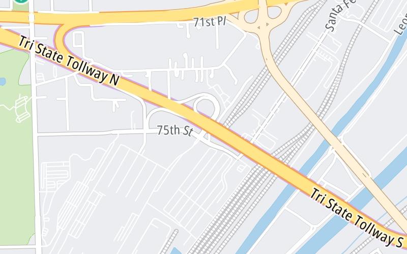 Static map of Tri State Tollway at 75th Street/Willow Springs Road