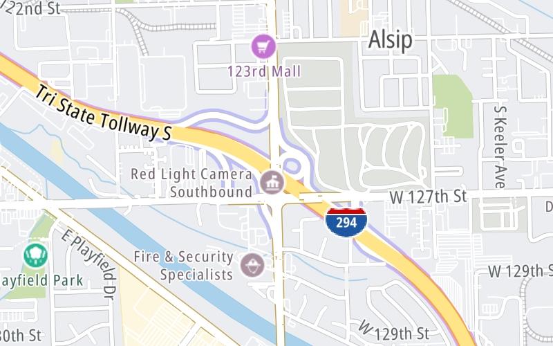 Static map of Tri State Tollway at West 127th Street / Cicero Avenue