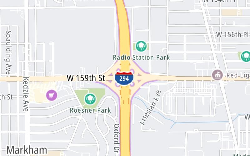 Static map of Tri State Tollway at West 159th Street / US 6