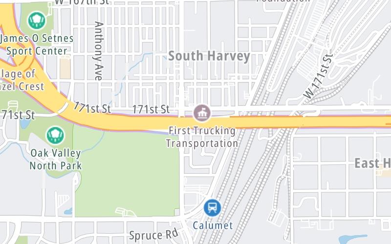 Static map of Tri State Tollway at Dixie Highway / W 171st St