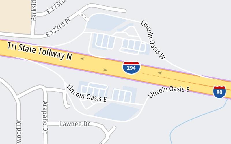 Static map of Tri State Tollway at Chicago Southland Lincoln Oasis