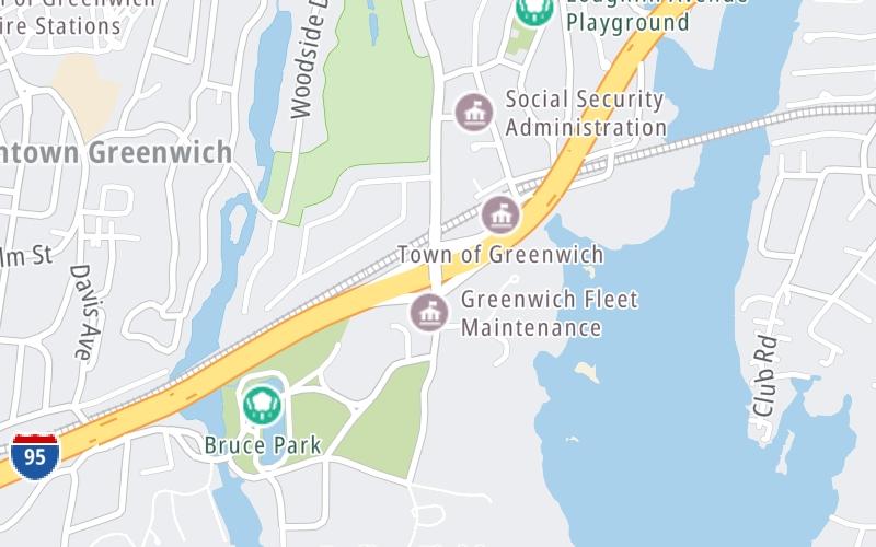 Static map of Connecticut Turnpike at Indian Field Road