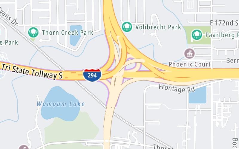 Static map of Tri State Tollway at I–94/Bishop Ford Freeway