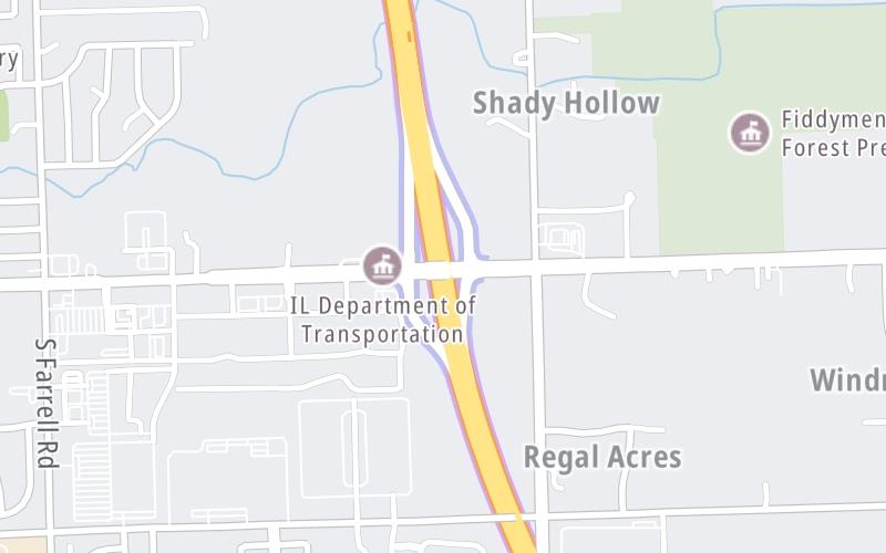 Static map of Veterans Memorial Tollway at IL 7/159th Street