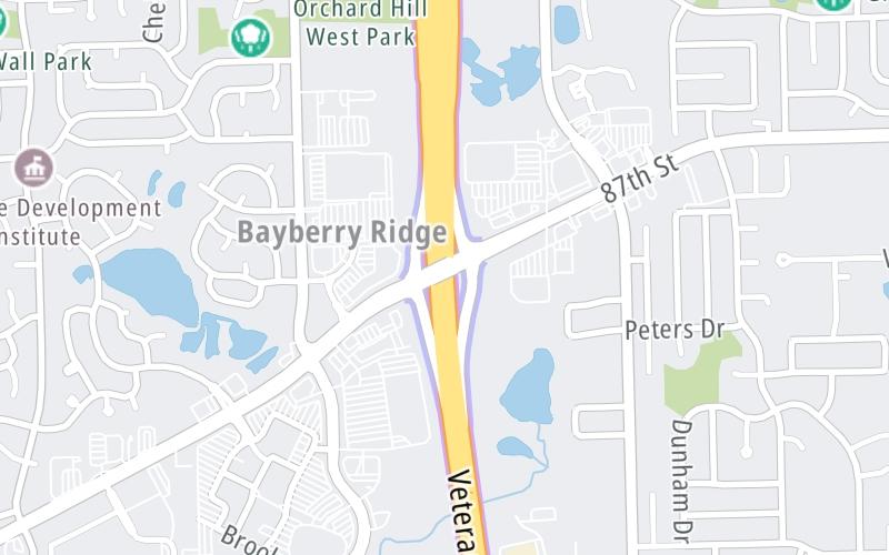 Static map of Veterans Memorial Tollway at Boughton Road