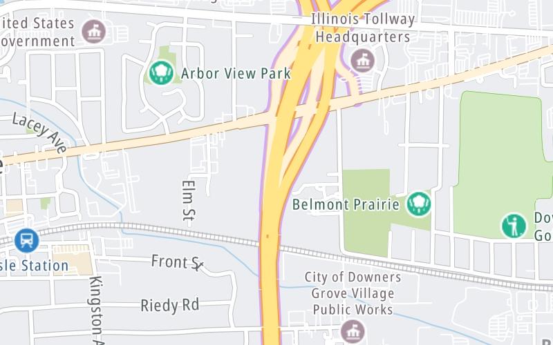 Static map of Veterans Memorial Tollway at Ogden Avenue Northbound / US 34